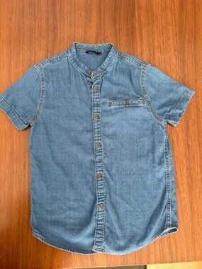 Sisley Boys Blue Chambray Short-Sleeve Button-Up Shirt